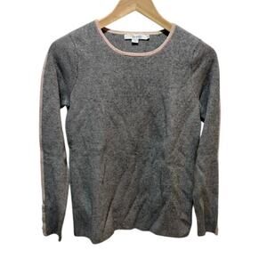 Boden sweater shirt Cotton qnd Wool Blend gray pink trim women's size L (10)